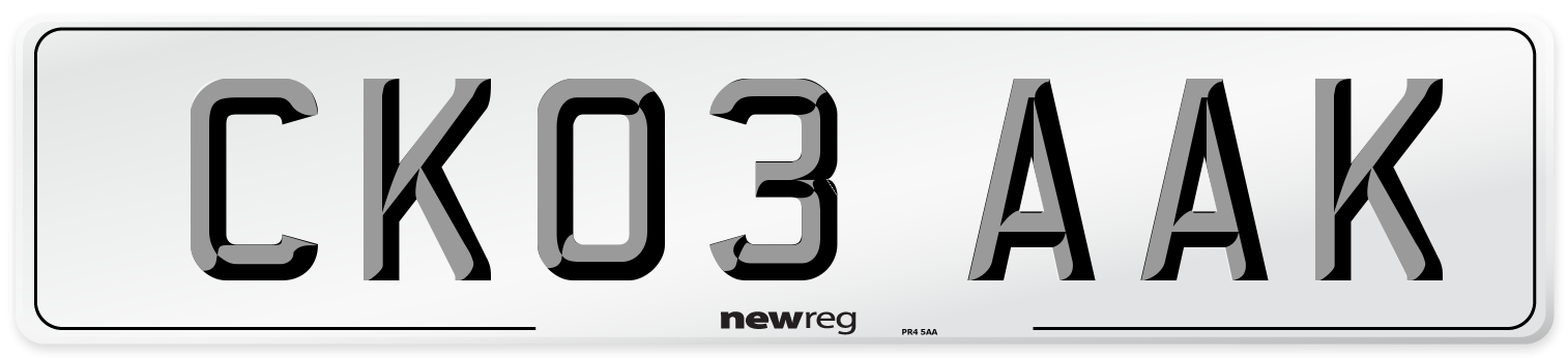 CK03 AAK Number Plate from New Reg
